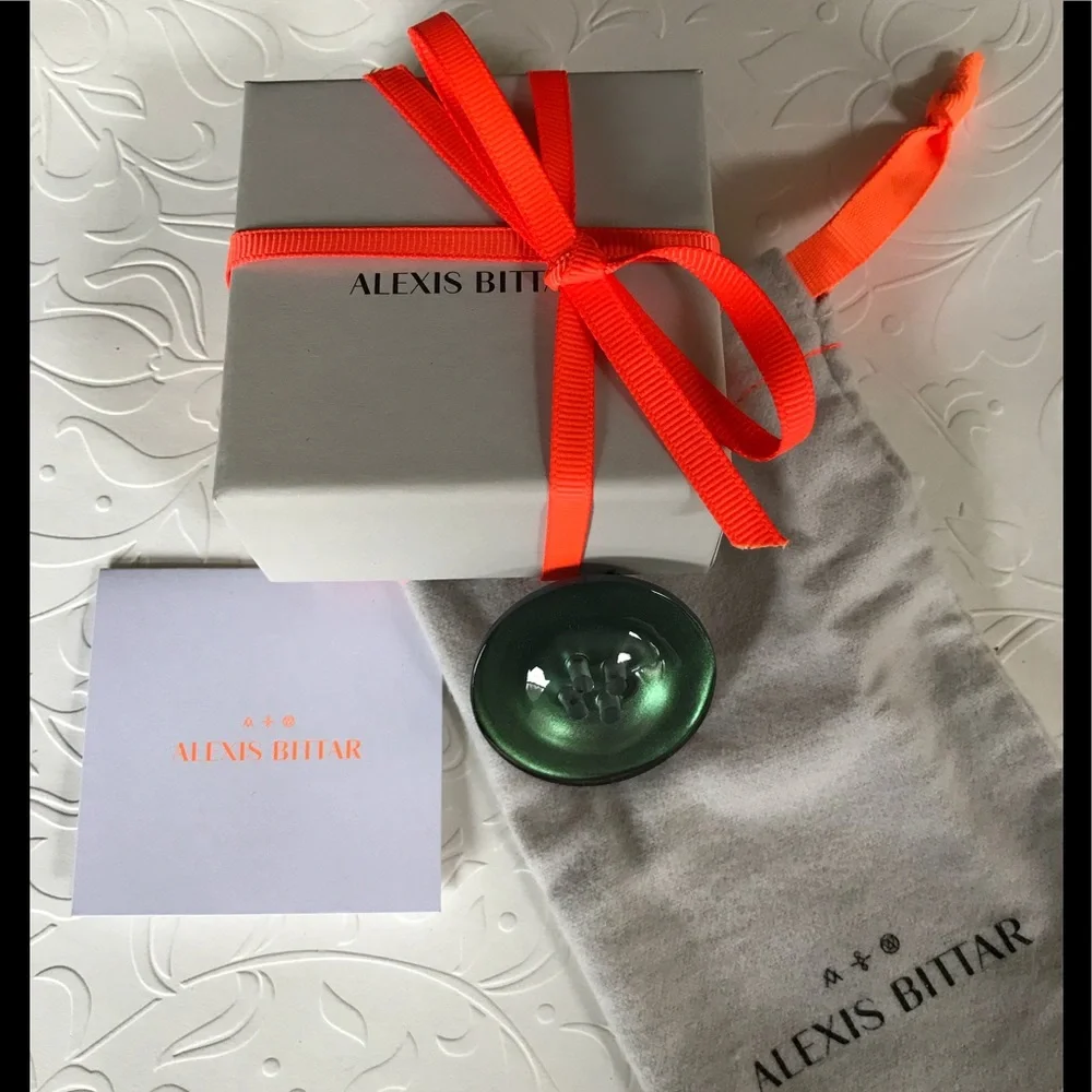 Alexis Bittar Deep Jade Green Button Pin B…